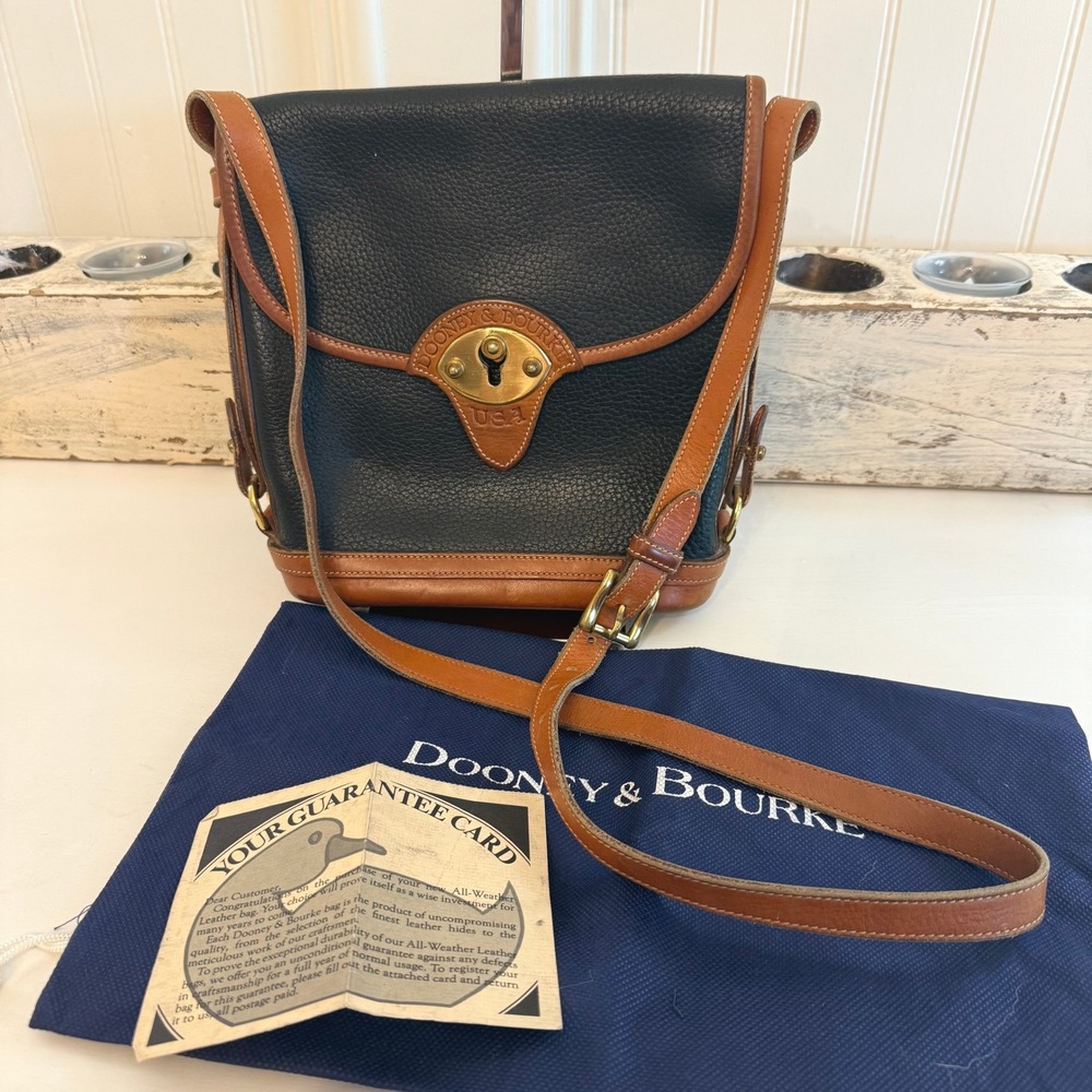 Dooney & Bourke All Weather Leather Crossbody Bag Black Vintage Made USA